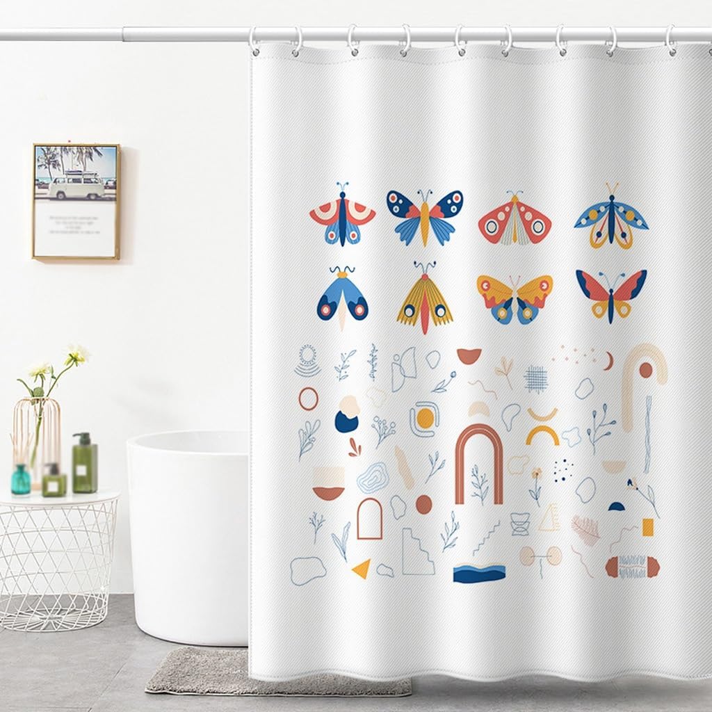 1 Piece Shower Curtain Butterfly Pattern Shower Curtain Waterproof Shower Curtain Digital Print Door Curtain, Machine Washable