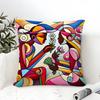 Illustration Of Diagonal Square Art Pillow Case Cotton Linen Fabric Square Zipper Pillowcase Home Decorative Living Room