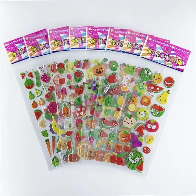 6/12/24pcs Scrapbook Stickers Fruits Vegetables Various Styles Reusable Diary Album Decoration School Rewards For Student TMZ