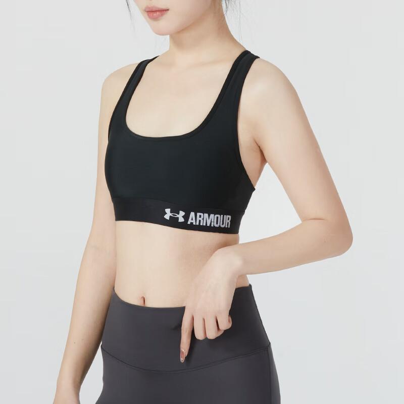 Under Armour Letter Logo Jacquard Fitness Training Breathable Sports Underwear Women Underwear Black 1276503-001