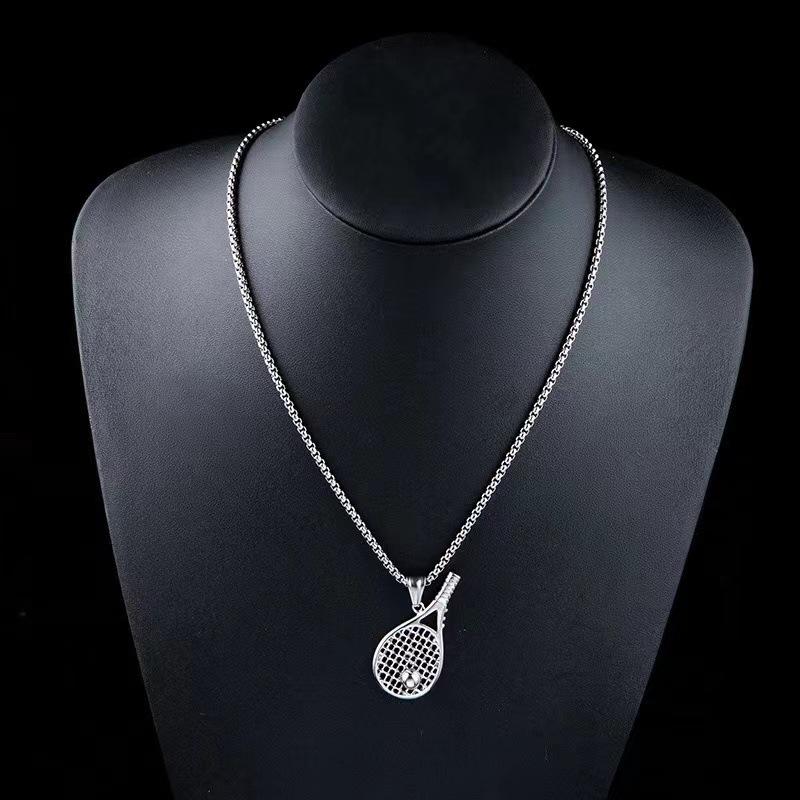 New Badminton Racket Trendy Hip-hop Tennis Racket Accessories Necklace Pendant