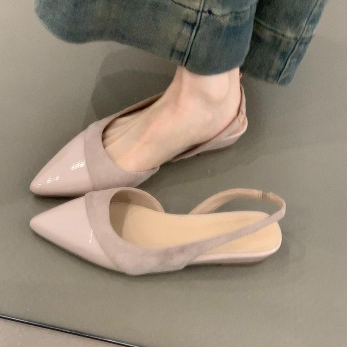 

Нежная строчка, неглубокий вырез, туфли-однопедальки, женские универсальные, на низком каблуке, с задней воздушной подушкой, сандалии для通勤 38