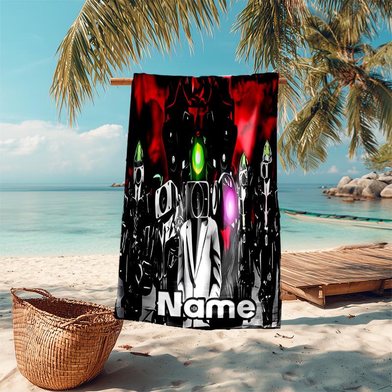 Personalized customized proof beach towel with Skibidi Toilet pattern - soft, absorbent,quick-drying,perfect swimming,camping&bathing