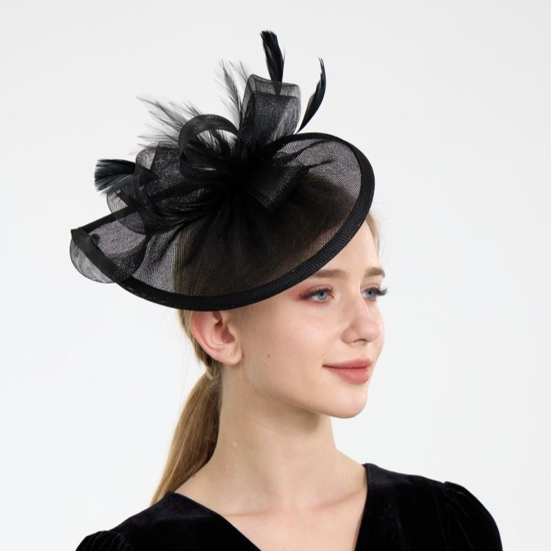 Elegant Feather-Style Mesh Veil Kentucky Derby Hat and Evening Hair Accessory