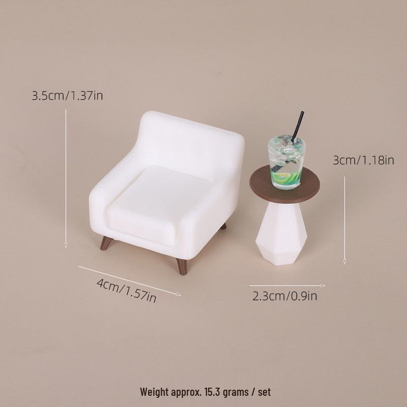 Dollhouse Mini Furniture Set: Sofa, Table & Coffee Table Models