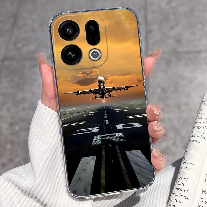 For Oppo Find X9 X8 X7 X5 Pro X2 Lite Reno8 Pro Pro+ Phone Case Black Cat Wine Glass Patterns Transparent TPU Protection Covers For Oppo Bumper Casing