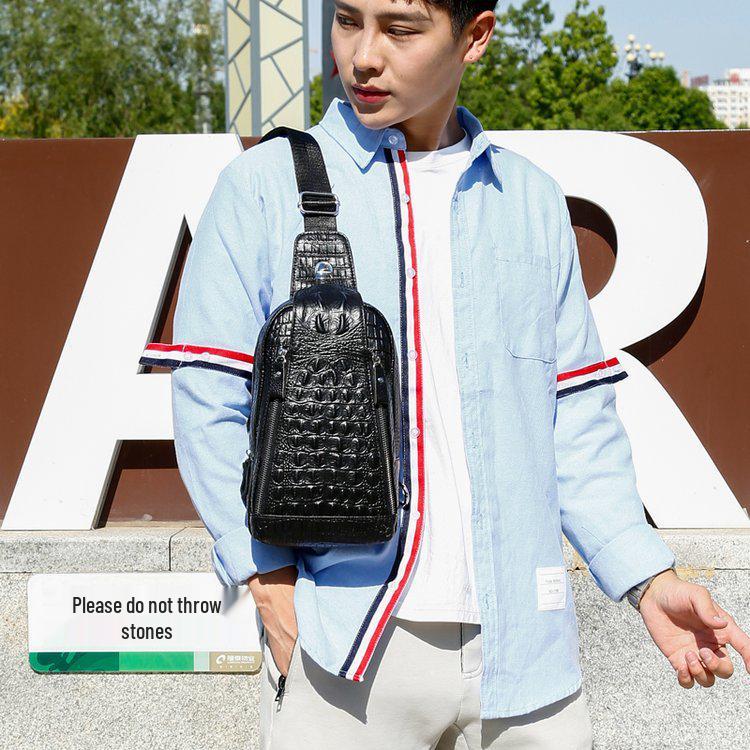 2023 Trendige Herren Echtleder Krokodilmuster Umhänge- Brusttasche