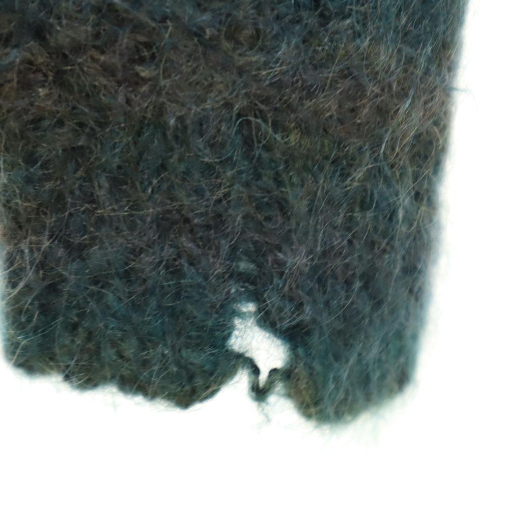 Vintage 60s 70s Long Sleeve Mohair Knit Green Sweater Men's Used