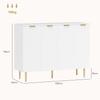 Dressoir Buffetkast, Moderne Keuken Opbergkast met Verstelbare Planken en Metalen Poten, Wit