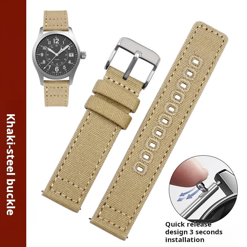 20mm 22mm Quick Release Men Watchband For Hamilton Khaki H68201993 Timex Citizen Canvas Replacement Watch Strap Gray Blue Nylon