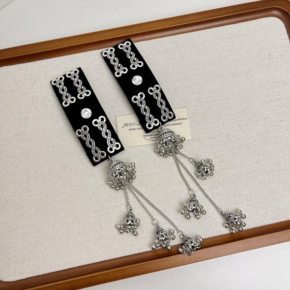 Long Ethnic Style Hair Clip Silver Tassel Side Clip Elegant Chinese Style Hairpin Daily