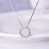 Simple Temperament Full of Zircon Circle Stainless Steel Geometry Pendant Necklace for Women Men Exquisite Collar Chain Jewelry