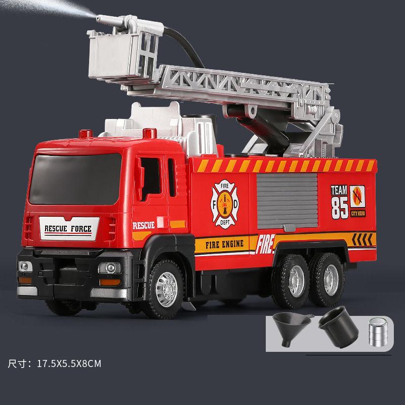 

Fire Engine Car Toy Model with Sound Light Ladder Fire Truck Wheel Pull Back Sprinkler Rescue Vehicle Boys Decoration Gifts