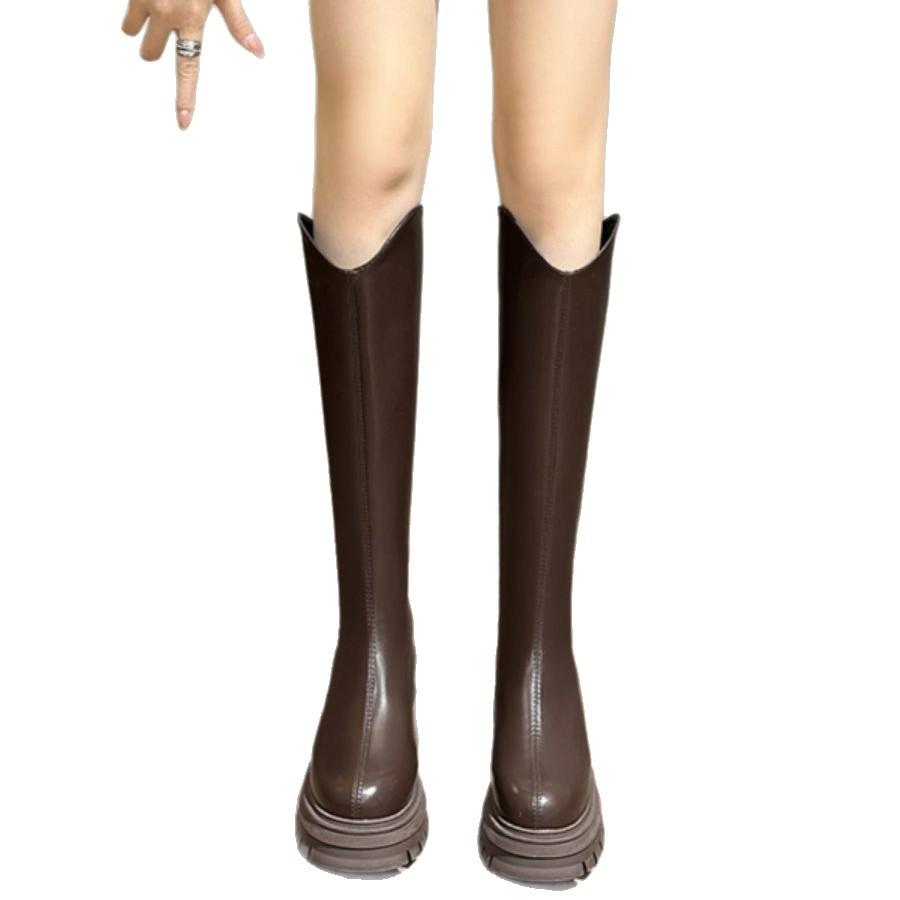 Thick-soled boots Small man v mouth but knee high knight boots 2025 autumn and winter absolute son thick heel boots women