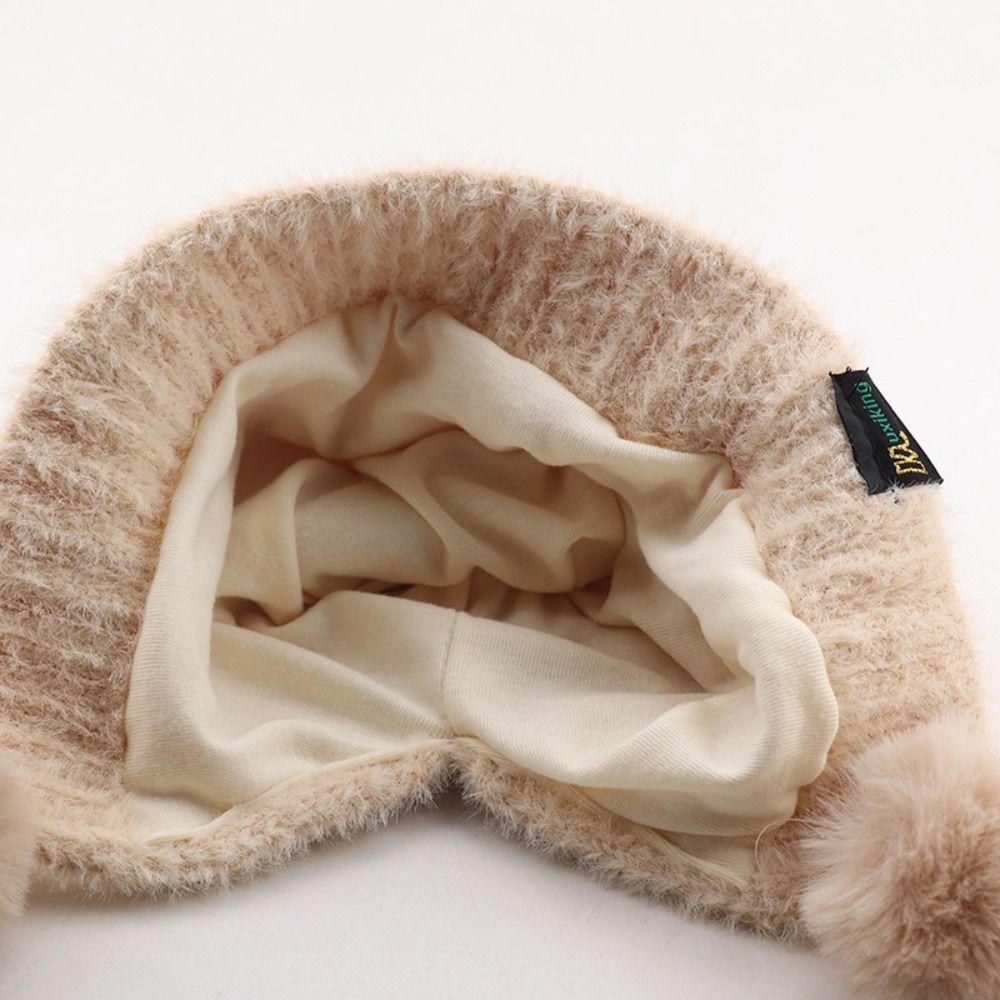 Plush Winter Baby Hat Pompom Ear Protection Warm Knitted Beanie Cap
