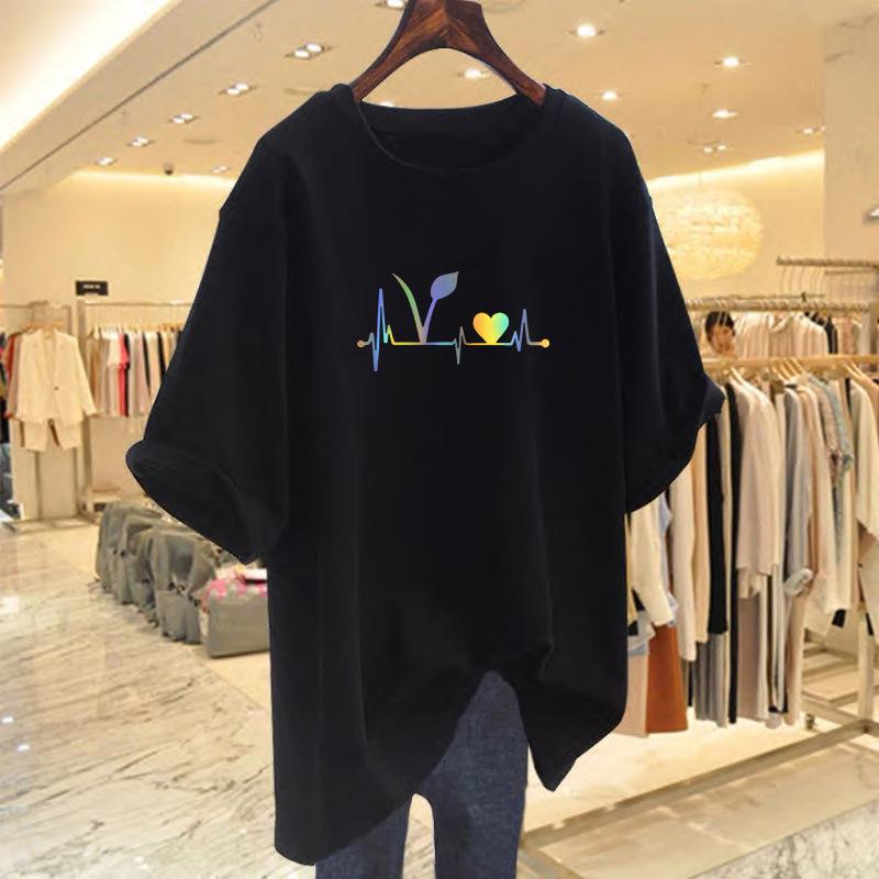 Women's Korean Style Loose White Cotton T-Shirt