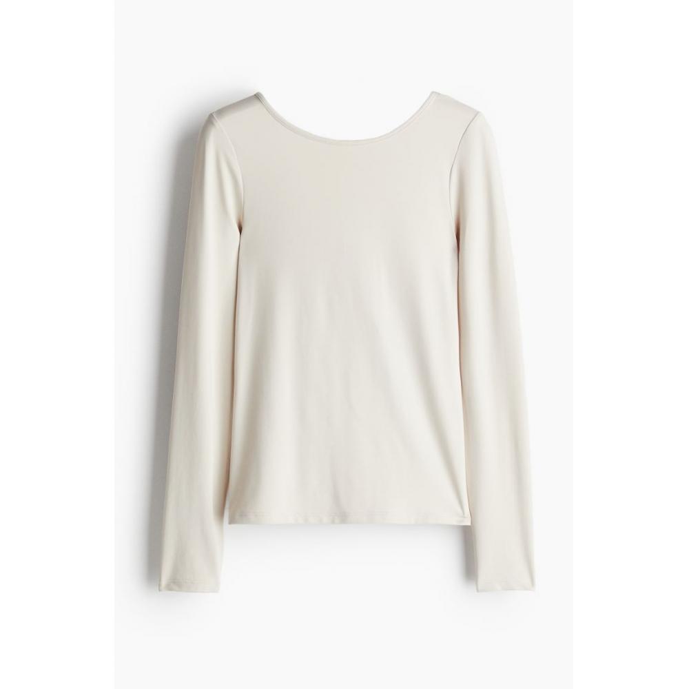 

H M Scoop Bag Microfiber Top Cream
