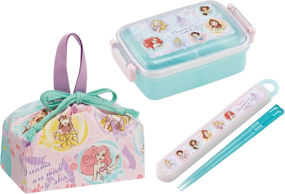 Skater Princess 25 Antibacterial Dishwasher Safe Soft Lid Tight Lunch Square 450ml Lunch Chopsticks and Chopstick Case Lunch Drawstring Princess Snow