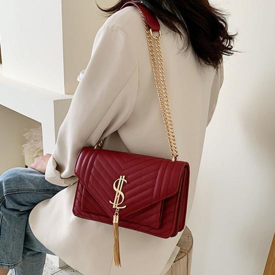 ysl burgundy camera bolsa