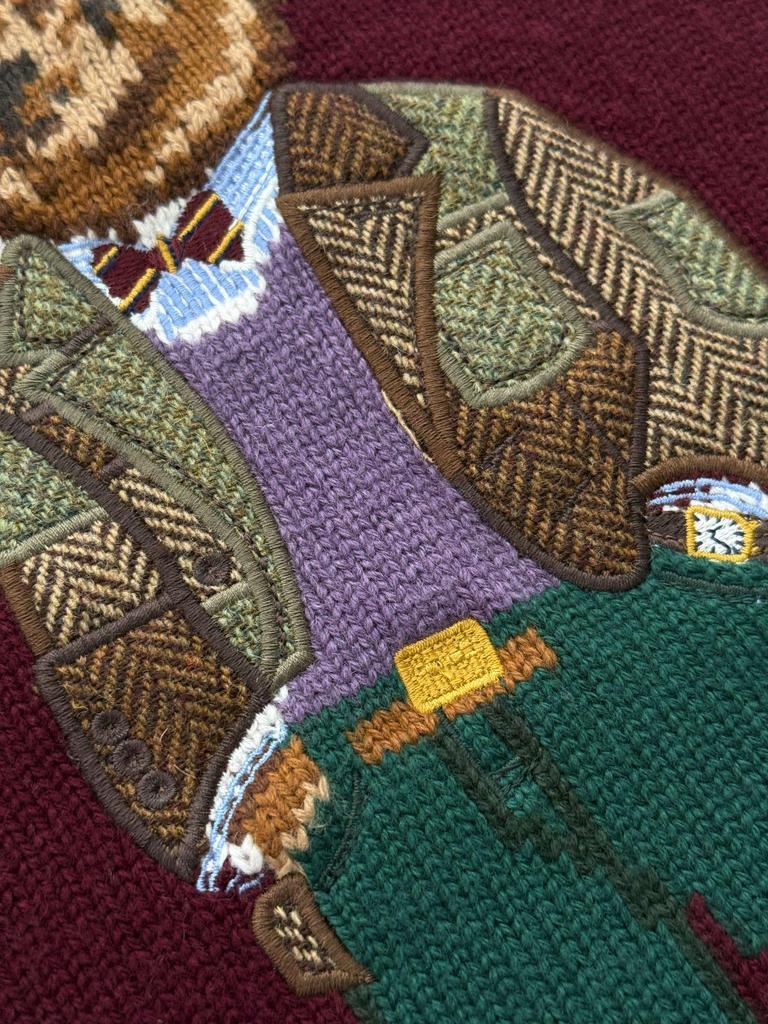 Unisex Wool Embroidered Bear Cartoon Knit Sweater