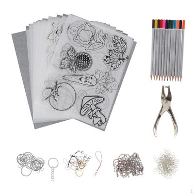 13Pcs Heat Shrink Sheets with Keychains Accessories for Beginners Film Paper