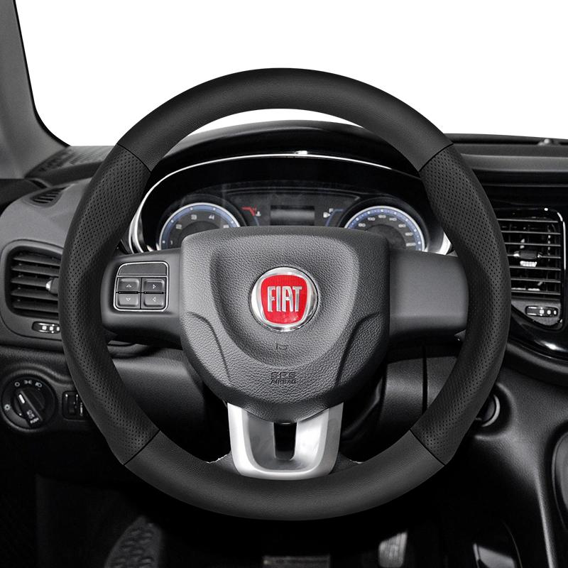 Bpzsw1 Geeignet für Fiat Atmungsaktive Löcher Leder Matt Kohlefaserstruktur Lenkradbezug Geeignet für 500 Grande Punto Evo 169 Ducato Bravo