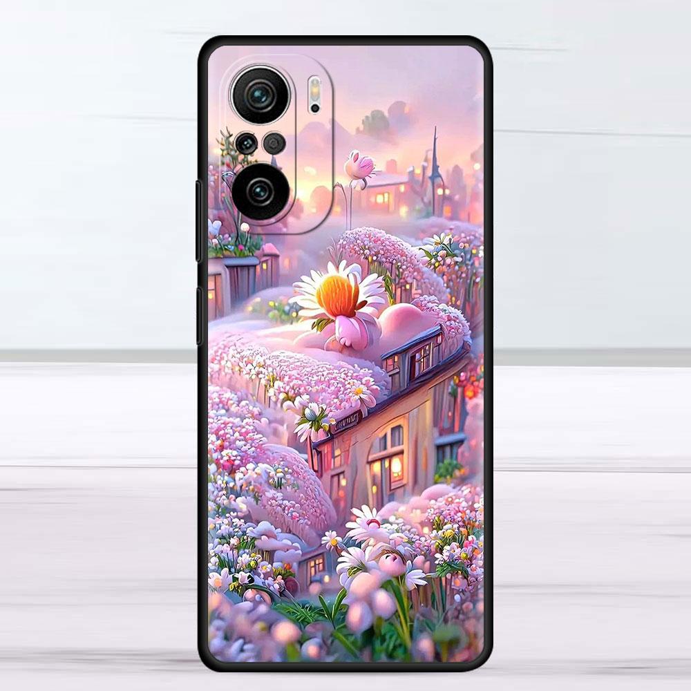Blume Rosa Hülle für Xiaomi Redmi Note 11 10 9S 9 K40 Pro 7 8 9A 9C 8T 9T 10C 10Pro Silikon Handyhülle