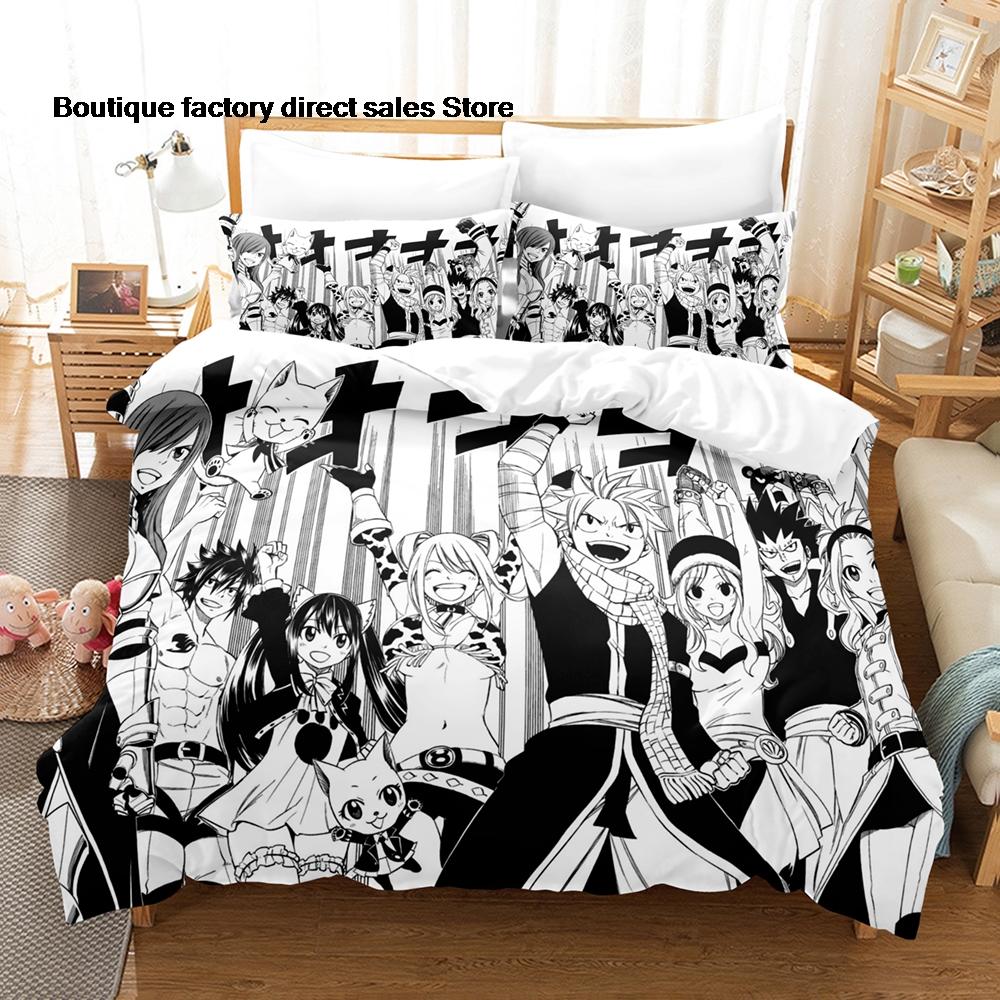3D Printed Fairy Tail Anime Bedding Set Duvet Cover Pillowcase For Fans Bedroom Decor Twin Full Queen King Size Bed Linen