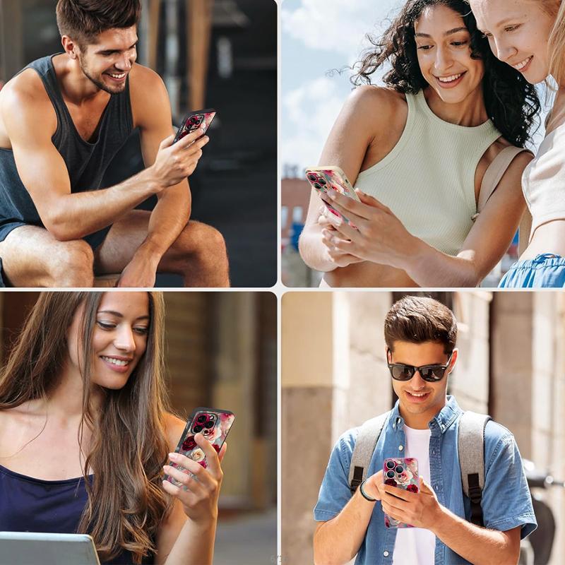 For iPhone 17 Pro Max Case Oil Painting Rose Flowers Magnetic For Magsafe Silicone Cover For iPhone 16 Pro Max Funda iPhone 15 14 13 12 11 16E