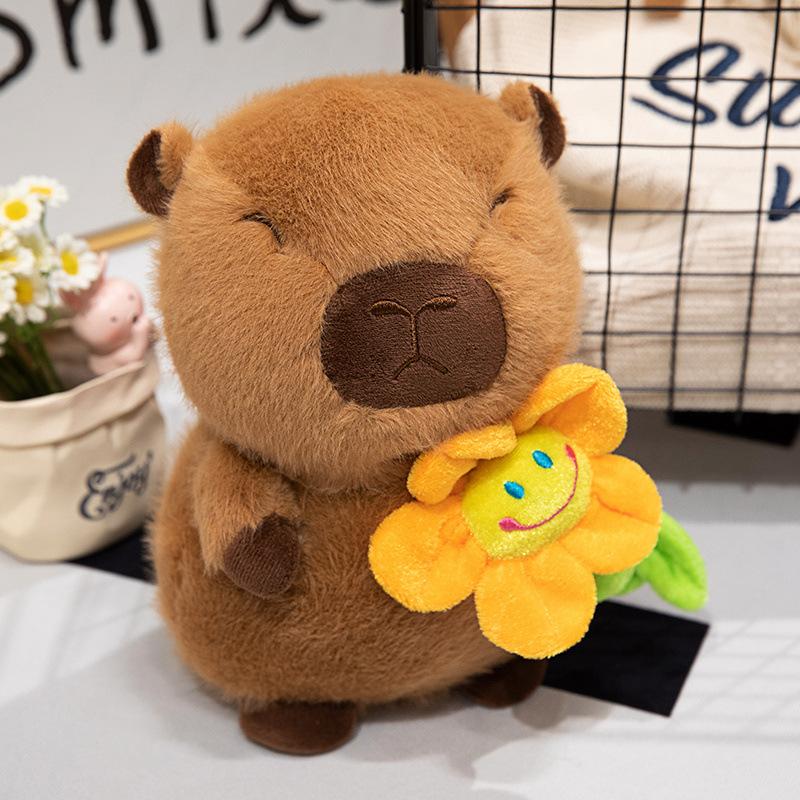 Cute Kapibala Flower Capybara Doll Plush Toy Guinea Pig Doll Doll Giving Birthday Gift To Girlfriend