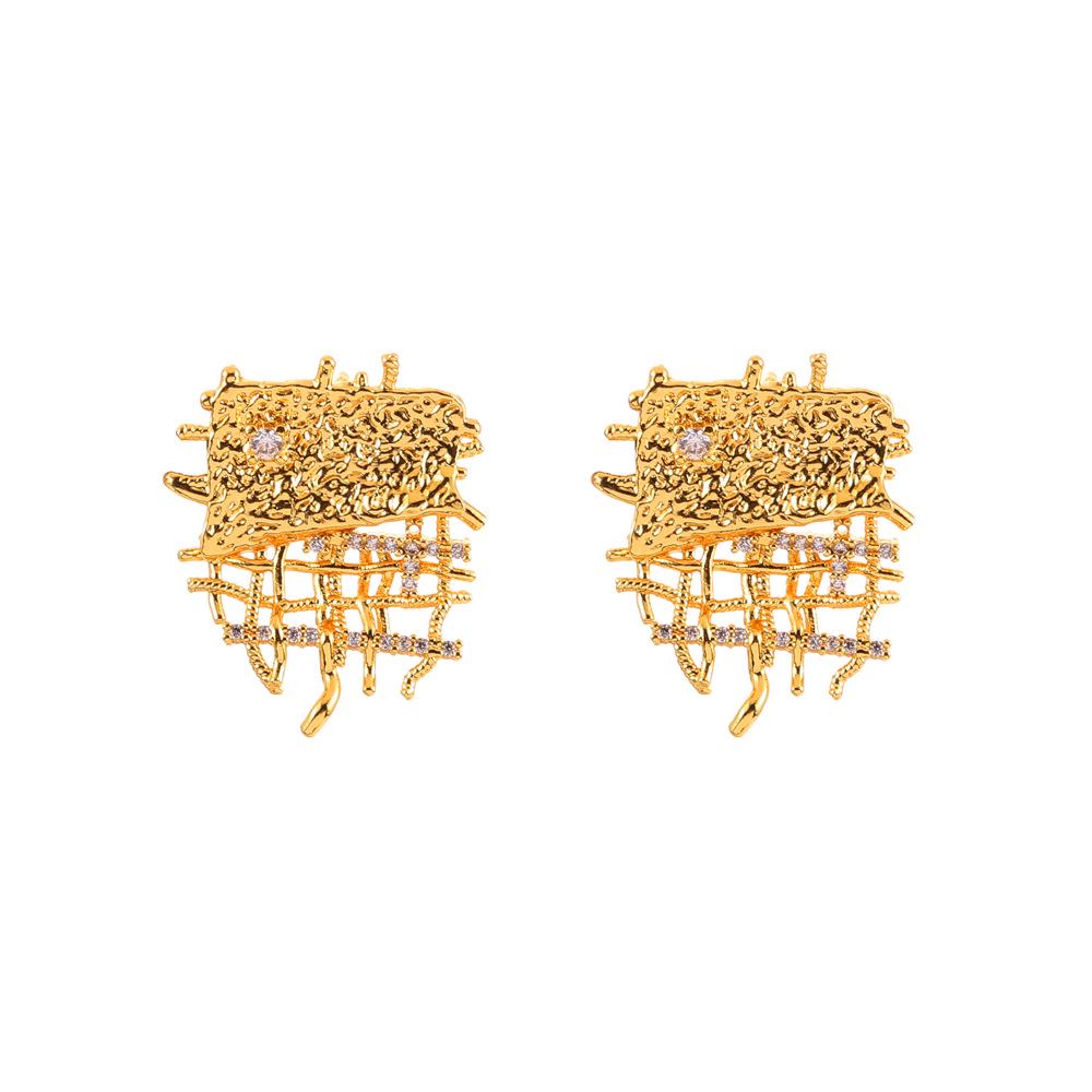 Elegant Hollow Weave Zirconia Earrings for Women - Versatile High-End Ear Jewelry