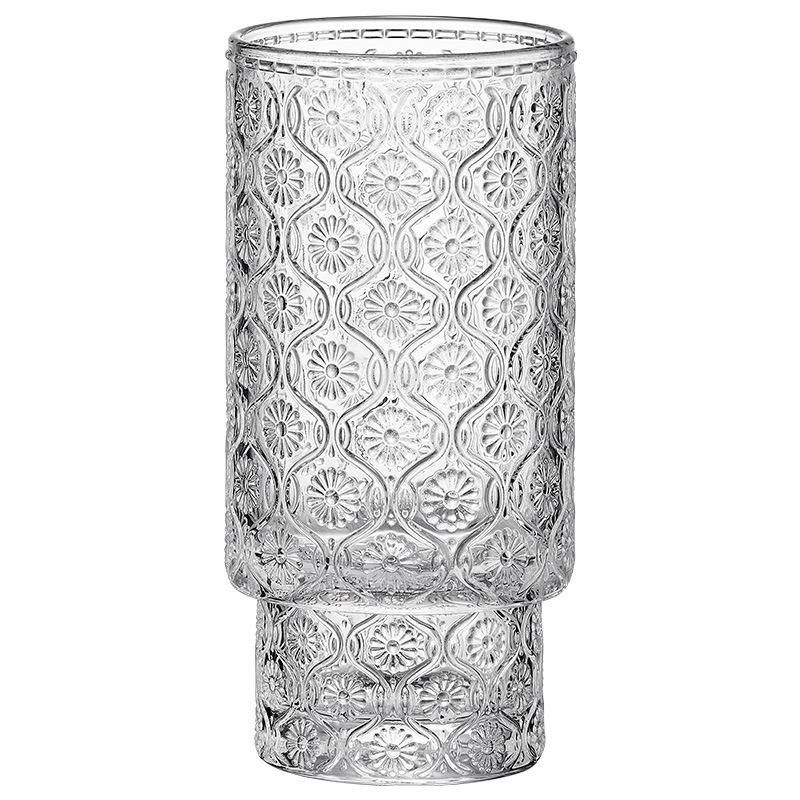 

Small and Niche Antique Relief Crabapple Flower Foldable Glass Cup Vintage Iced American Coffee Cup Juice Cup Sparkling 340ml