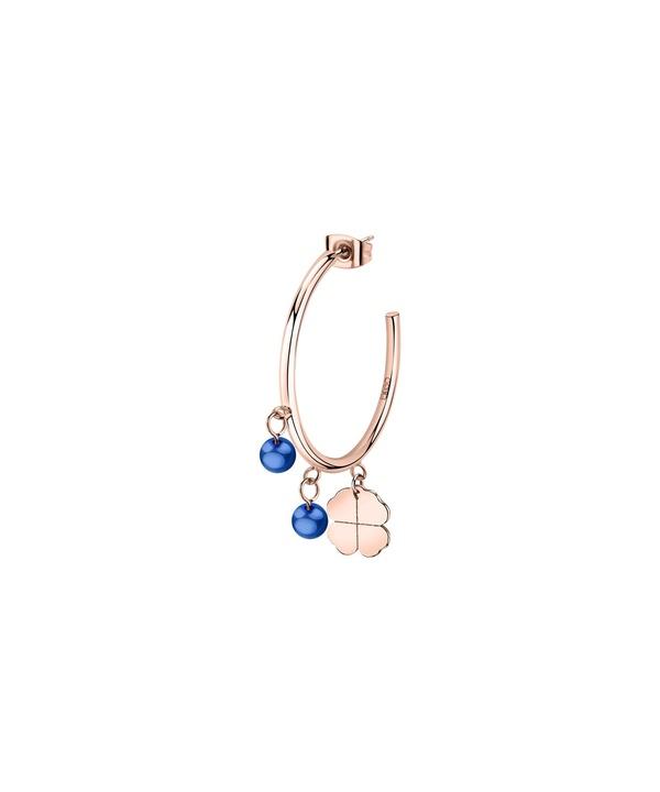 

La Petite Story Single Rose Gold Steel 4 Leaf Clover Earrings With Blue Beads LPS02AQM43 For Women