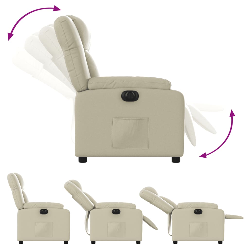 Electric Recliner Chair Cream Synthetic Leather