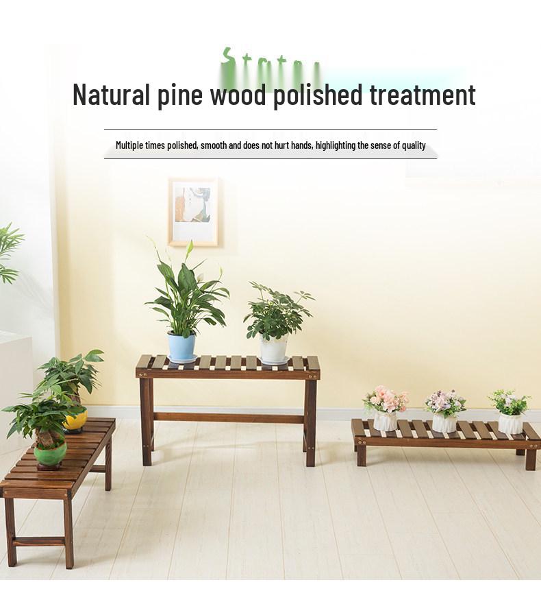 Multi-layer Solid Wood Indoor Balcony Plant Stand
