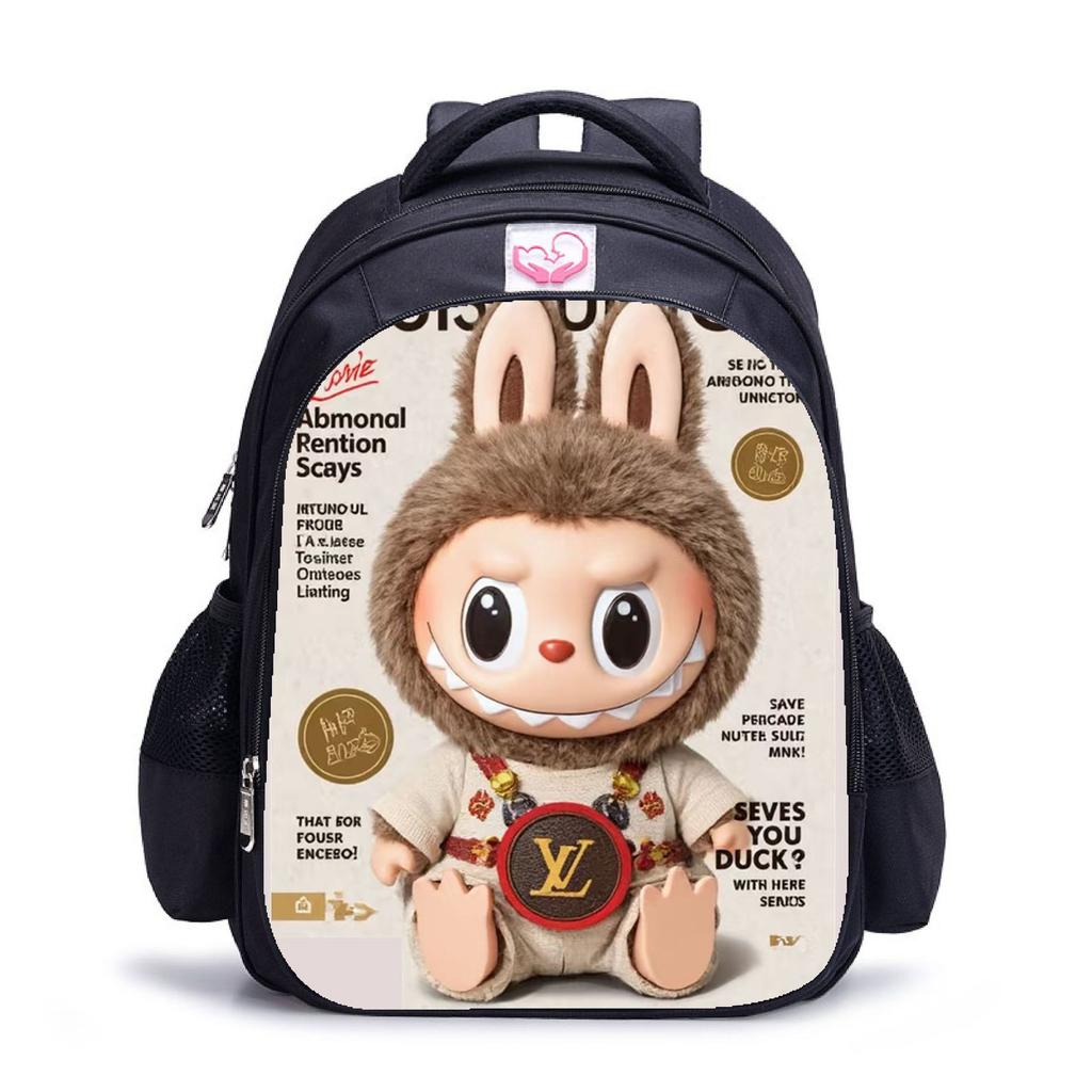 Labubu Trendy Children's Kindergarten Schoolbag Black Men's and Women's Backpack Cartoon Student Backpack 5529