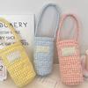 57141 cup cover portable small bag fabric padded plaid water cup bag anti-scalding soft portable water cup milk tea bag