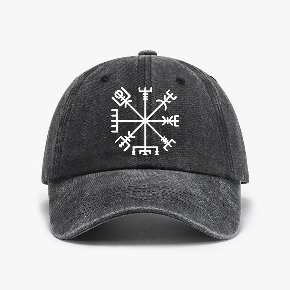 Vegvisir Vikingų spaudinio beisbolo kepuraitė Skalauta minkštas viršus Nusidėvėjusios džinsinės kepurės Reguliuojama laisvalaikio Tėčio kepurė Unisex moterims apsaugos nuo saulės kepurės