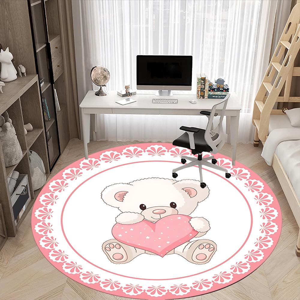 1pc Teddy HeartChair Carpet for Office, Indoor Non-Slip Washable Polyester Fiber Carpet, Mat For Office, Machine Washable