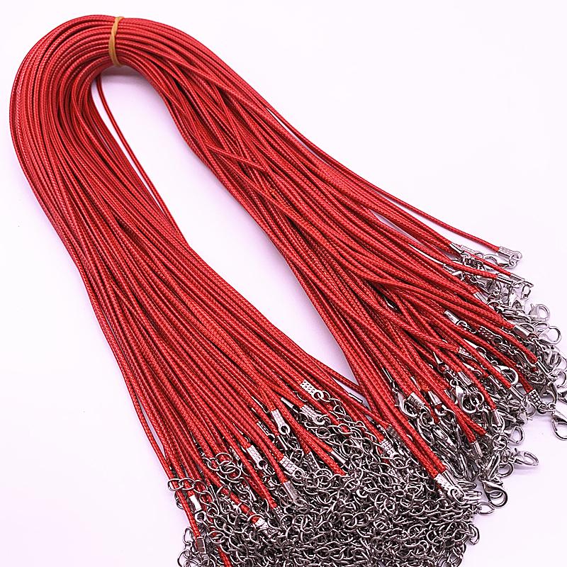 New 10pcs 1.5mm Leather Cord Wax Rope Chain Necklace Extender Chain Lobster Clasp DIY Jewelry Accessories