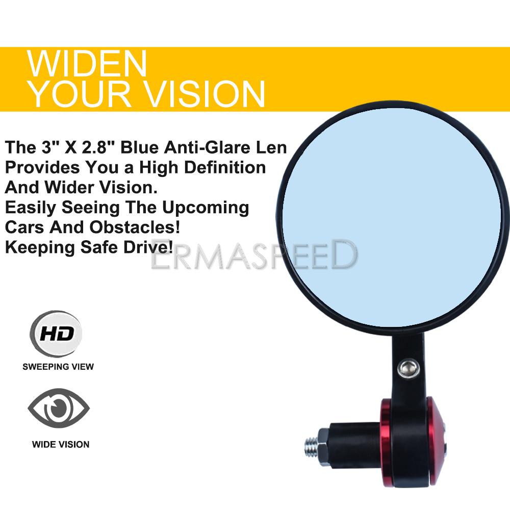 Hliníkový 7/8" 22mm konec motocyklové tyče zpětná zrcátka otočná o 360° konec rukojeti zadní strana