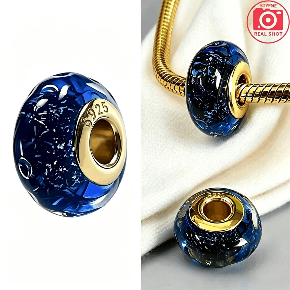 New Exquisite 925 Silver Colored Glass Beads Flowers Murano Bead Charms Fit DIY Bracelet Jewelry Fine Gift for Women