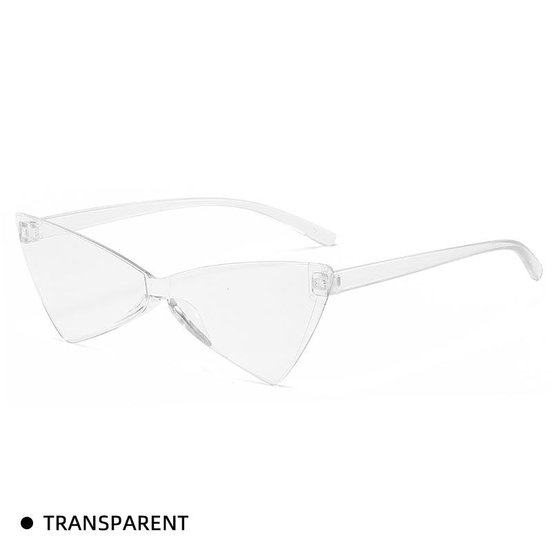 7 Neue dreieckige Katzenaugen-Sonnenbrillen integrierter Spiegel schleifenförmige Damen Bonbonfarben Straßenbrillen