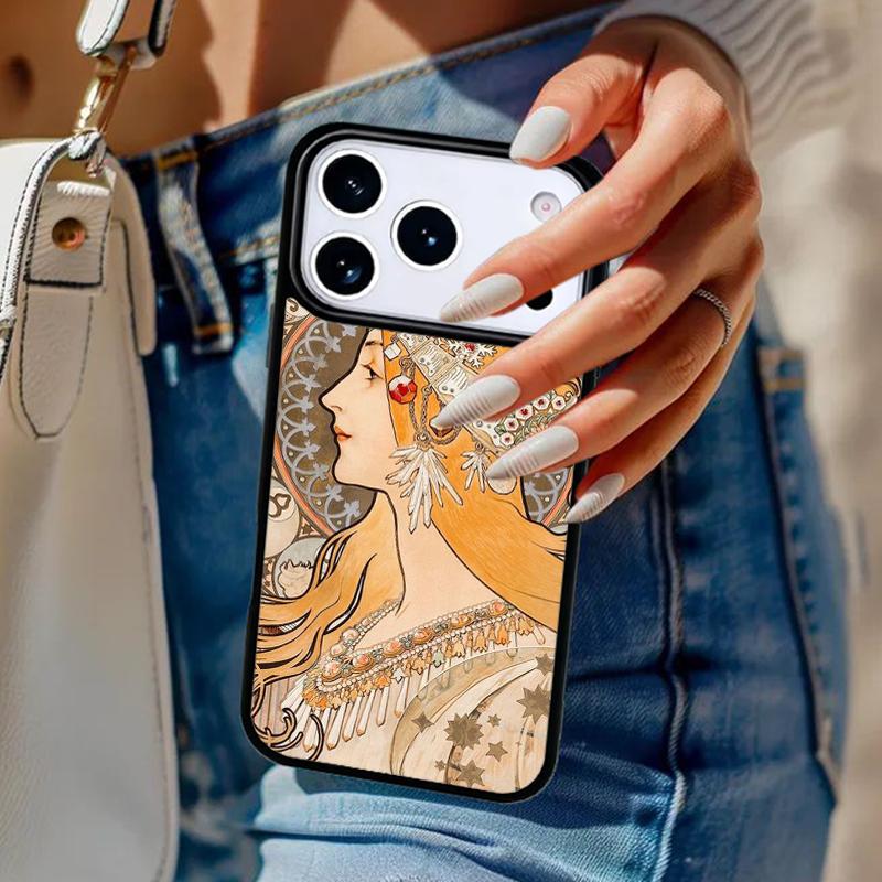 Alphonse Mucha Painted Phone Case For iPhone 17 Air 14 15 13 12 Max Cover For Apple 14 15 16 16e 11 Pro Max Plus Coque