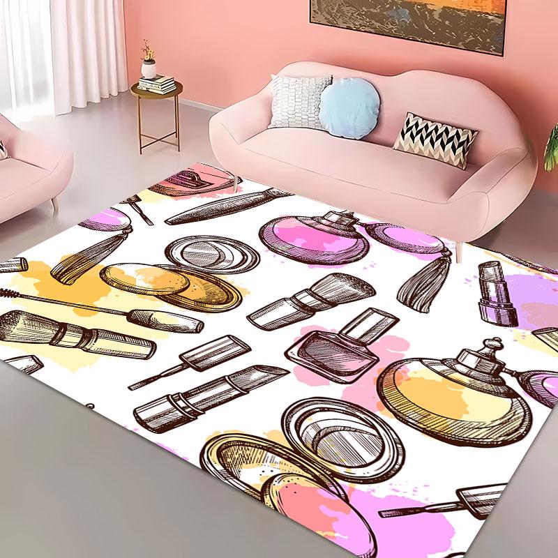 Cartoon Make Up Cosmetics Carpets for Home Living Room  Adults Bedroom Cloakroom Sofa Doormat Kitchen Floor Rugs Anti-slip Decor
