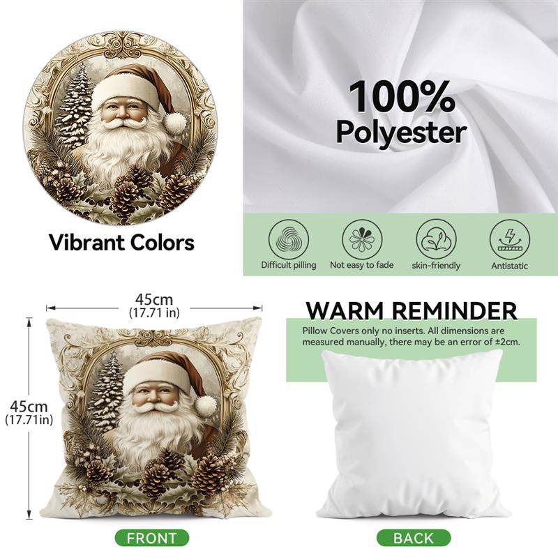Winter Christmas Cushion Pillowcase Printed Polyester 45x45cm Throw Pillowcover Decorative Sofa Cushion Pillowslip Home Decor