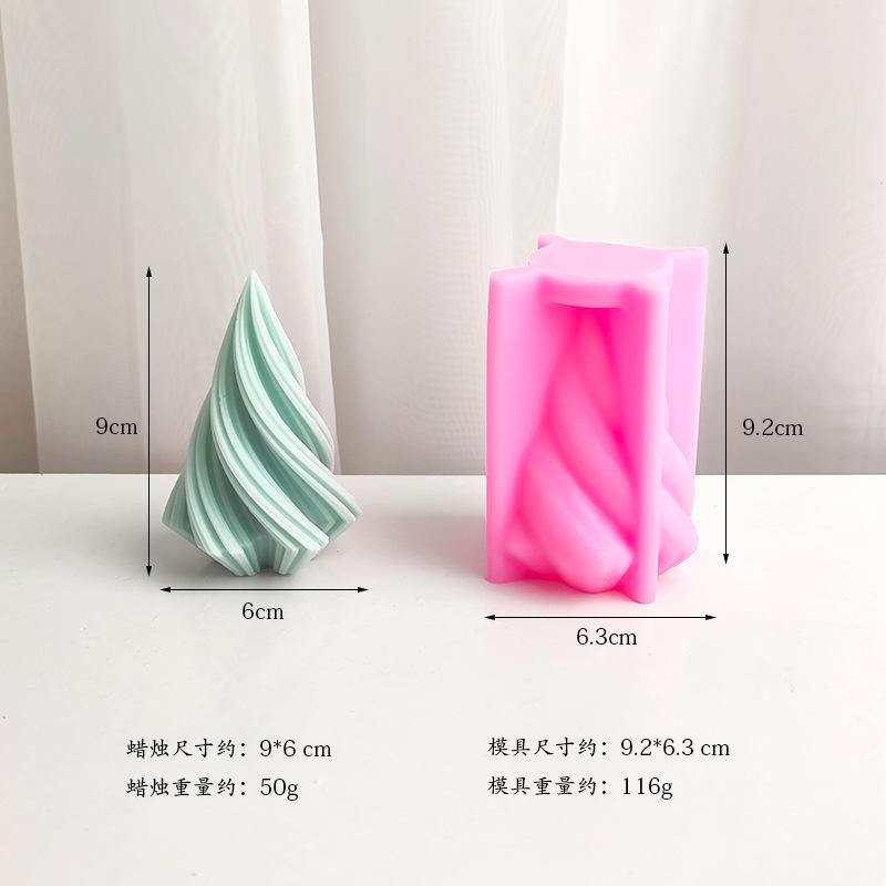 

3D Conical Irregular Candle Mold Silicone Abstract Spiral Stripe Candle Mold Decor Rotate Christmas Tree candle silicone mold