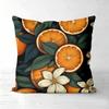 Orange Patterned Cushions Fresh Fruit Leaf Design Polyester pillowcase, sofa decorative cushion cov Headboard Pillow