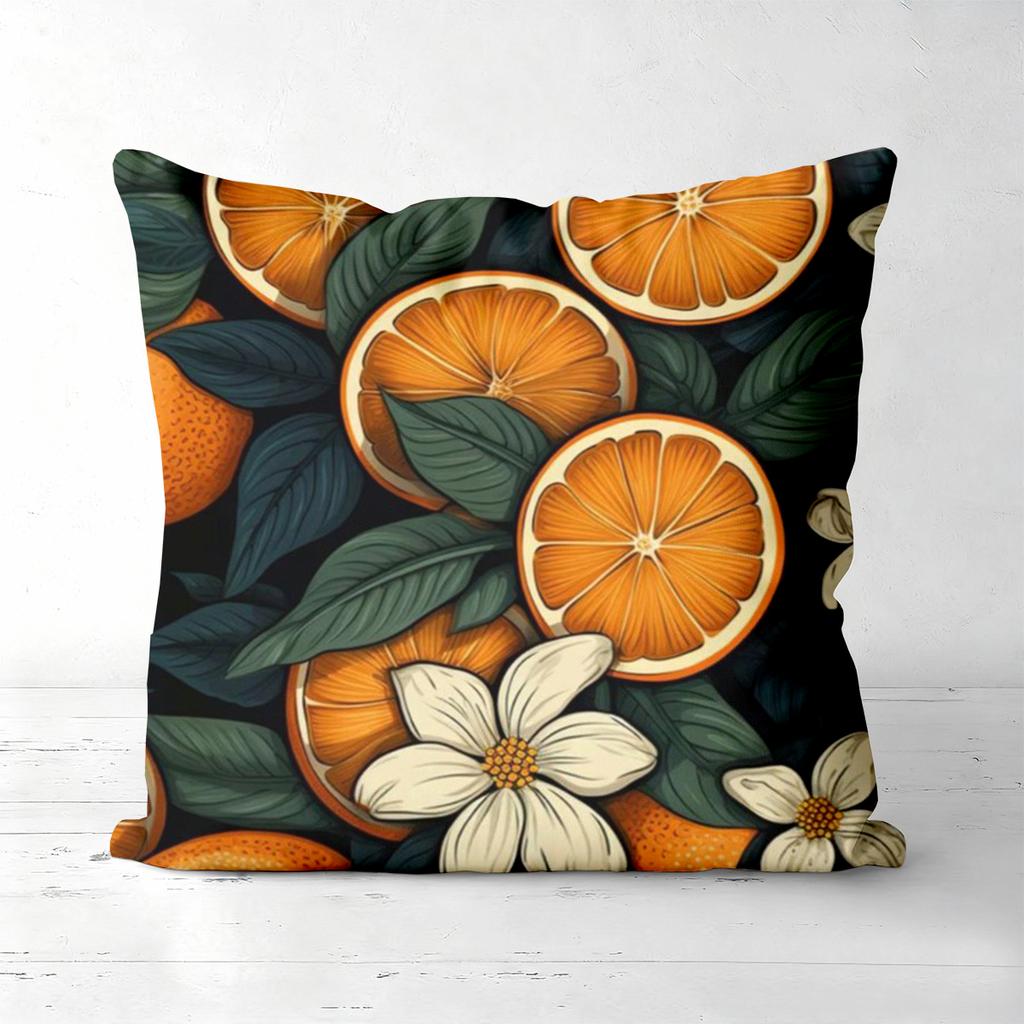 Orange Patterned Cushions Fresh Fruit Leaf Design Polyester pillowcase, sofa decorative cushion cov Headboard Pillow