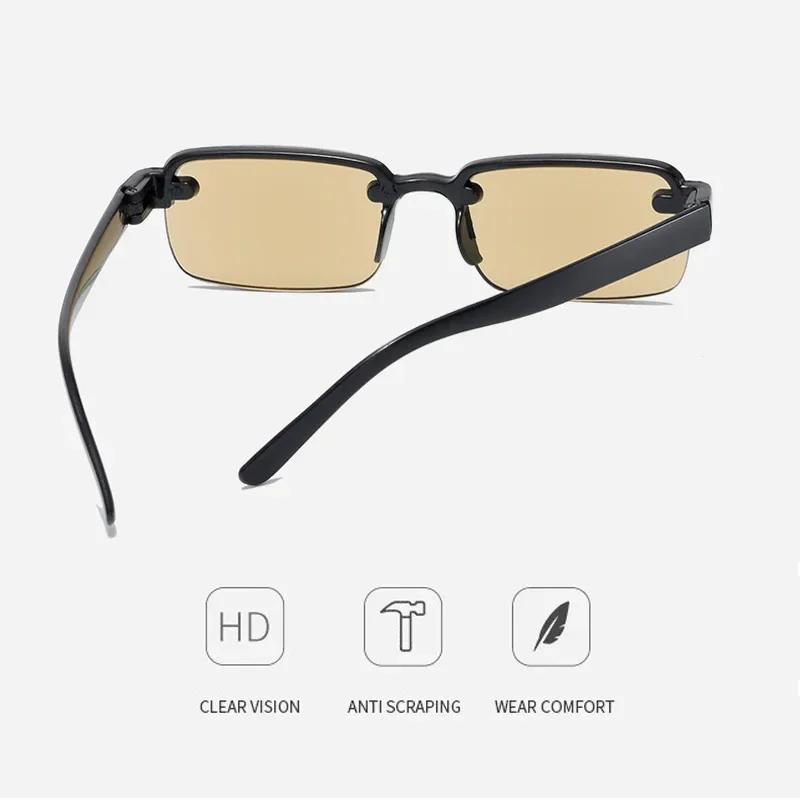 Frameless Crystal Hd Reading Glasses Square Cut Simple Comfortable Elderly Anti-Blue Light Wearable Presbyopia Glasses
